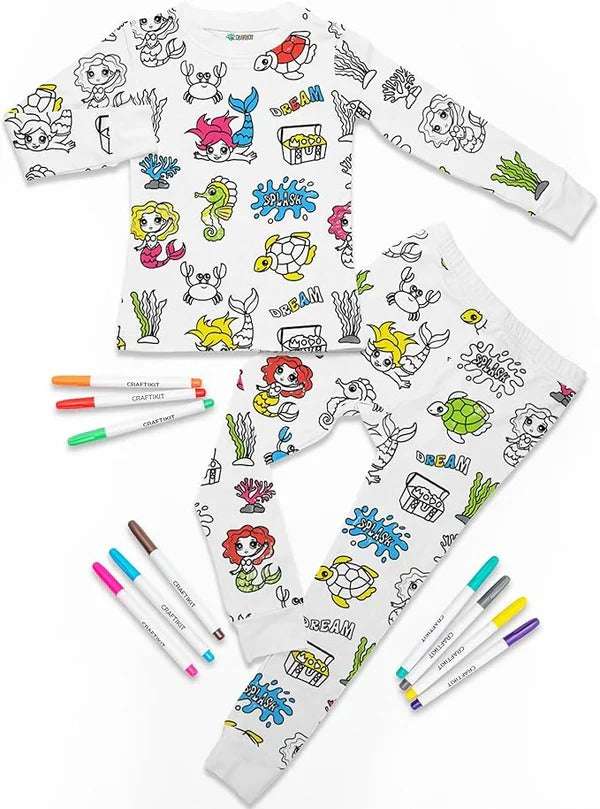 Kids Coloring Pajamas with Markers
